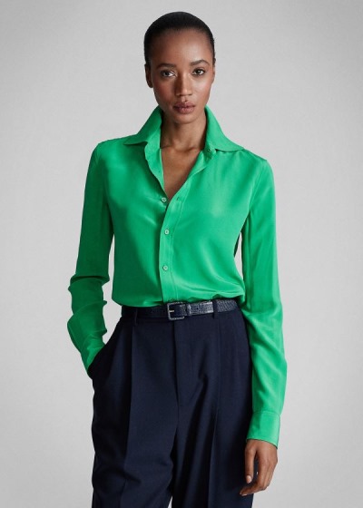 Women's Ralph Lauren Hailey Silk Shirts | 971453RJD